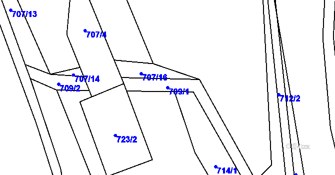 Parcela st. 709/1 v KÚ Dolní Kruty, Katastrální mapa