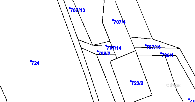Parcela st. 709/2 v KÚ Dolní Kruty, Katastrální mapa