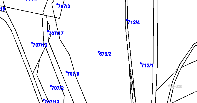 Parcela st. 679/2 v KÚ Dolní Kruty, Katastrální mapa