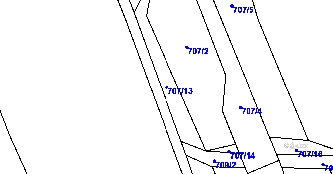 Parcela st. 707/13 v KÚ Dolní Kruty, Katastrální mapa