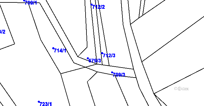 Parcela st. 712/3 v KÚ Dolní Kruty, Katastrální mapa