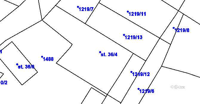 Parcela st. 36/4 v KÚ Dolní Kruty, Katastrální mapa