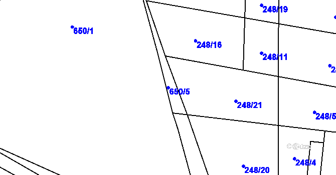 Parcela st. 650/5 v KÚ Dolní Kruty, Katastrální mapa