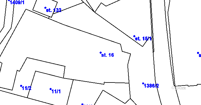 Parcela st. 16 v KÚ Horní Kruty, Katastrální mapa