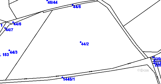 Parcela st. 44/2 v KÚ Horní Kruty, Katastrální mapa