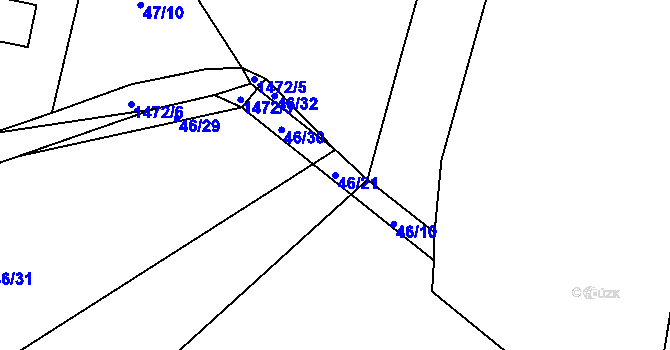 Parcela st. 46/21 v KÚ Horní Kruty, Katastrální mapa