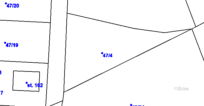 Parcela st. 47/4 v KÚ Horní Kruty, Katastrální mapa