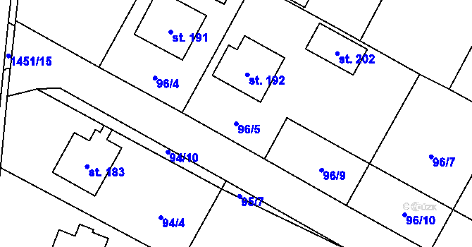 Parcela st. 96/5 v KÚ Horní Kruty, Katastrální mapa