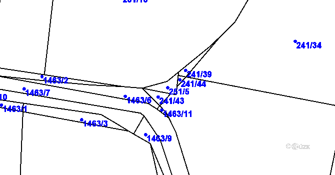 Parcela st. 251/5 v KÚ Horní Kruty, Katastrální mapa