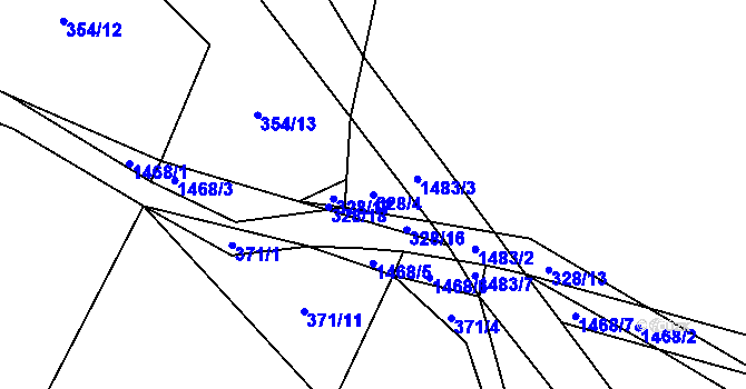 Parcela st. 328/4 v KÚ Horní Kruty, Katastrální mapa