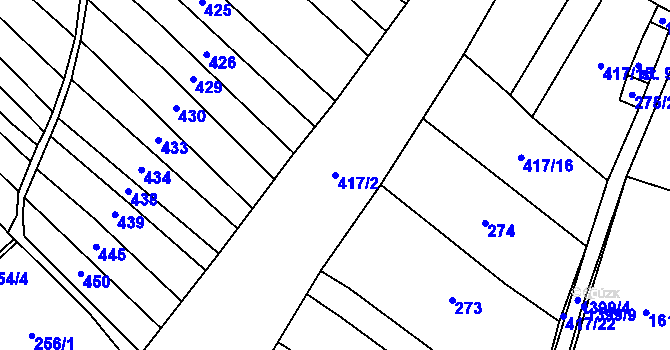 Parcela st. 417/2 v KÚ Horní Kruty, Katastrální mapa