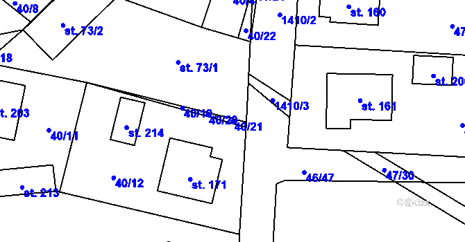 Parcela st. 40/21 v KÚ Horní Kruty, Katastrální mapa
