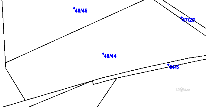 Parcela st. 46/44 v KÚ Horní Kruty, Katastrální mapa