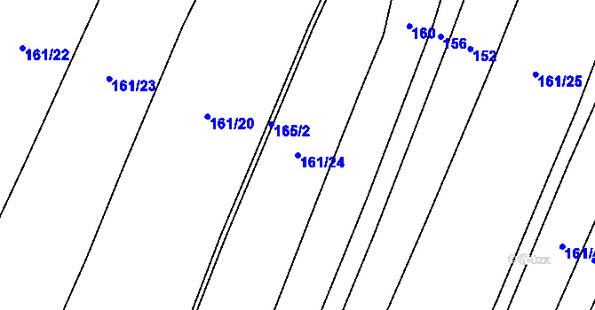 Parcela st. 161/24 v KÚ Horní Kruty, Katastrální mapa