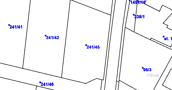 Parcela st. 241/45 v KÚ Horní Kruty, Katastrální mapa