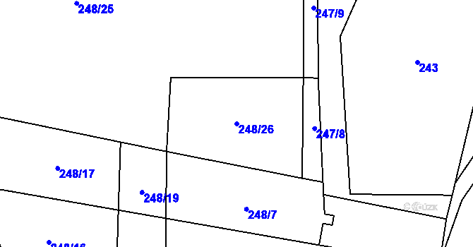 Parcela st. 248/26 v KÚ Horní Kruty, Katastrální mapa