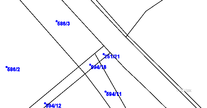 Parcela st. 251/21 v KÚ Horní Kruty, Katastrální mapa