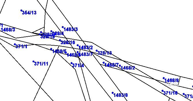Parcela st. 328/13 v KÚ Horní Kruty, Katastrální mapa