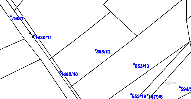 Parcela st. 553/12 v KÚ Horní Kruty, Katastrální mapa