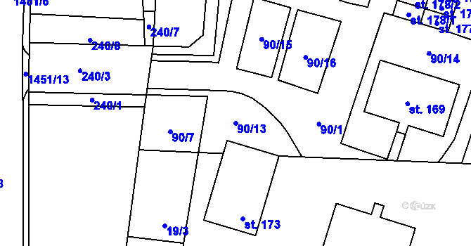 Parcela st. 90/13 v KÚ Horní Kruty, Katastrální mapa