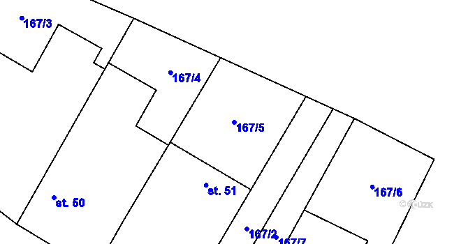 Parcela st. 167/5 v KÚ Újezdec u Horních Krut, Katastrální mapa