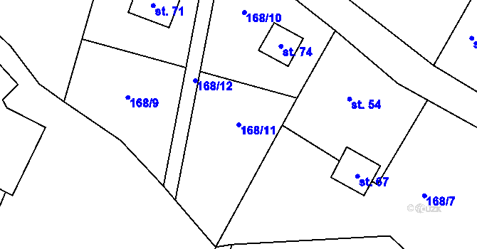 Parcela st. 168/11 v KÚ Újezdec u Horních Krut, Katastrální mapa