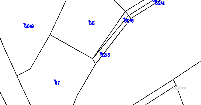 Parcela st. 62/3 v KÚ Újezdec u Horních Krut, Katastrální mapa