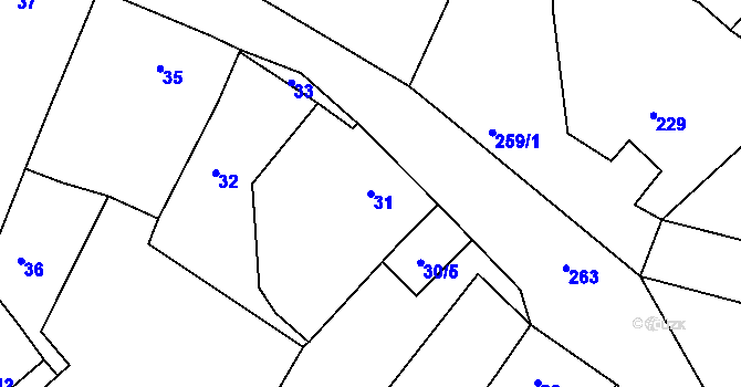 Parcela st. 31 v KÚ Horní Lapač, Katastrální mapa