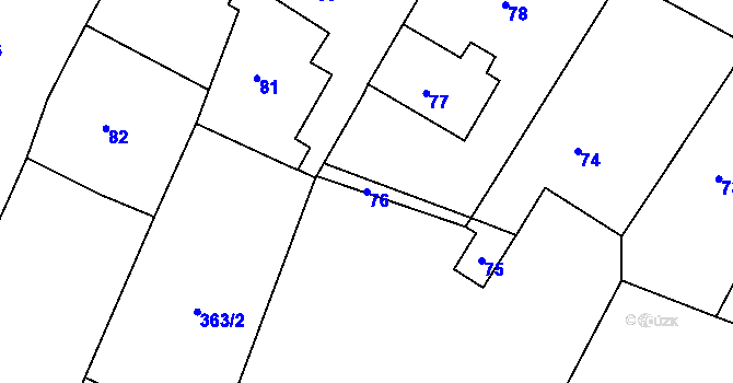 Parcela st. 76 v KÚ Horní Lapač, Katastrální mapa