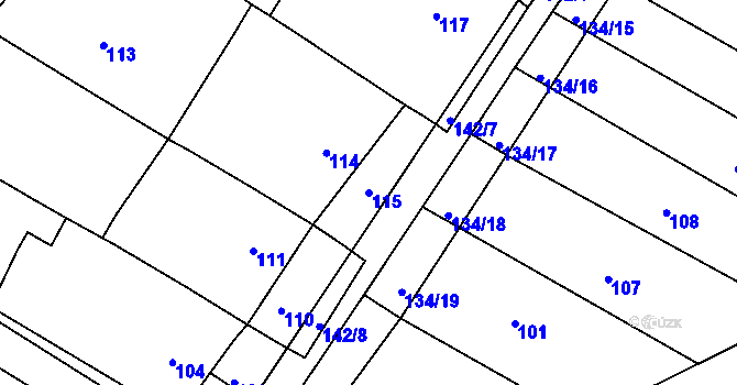 Parcela st. 115 v KÚ Horní Lapač, Katastrální mapa