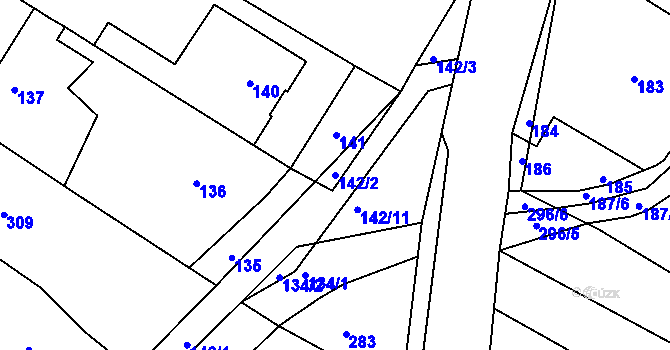 Parcela st. 142/2 v KÚ Horní Lapač, Katastrální mapa