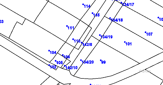 Parcela st. 142/8 v KÚ Horní Lapač, Katastrální mapa