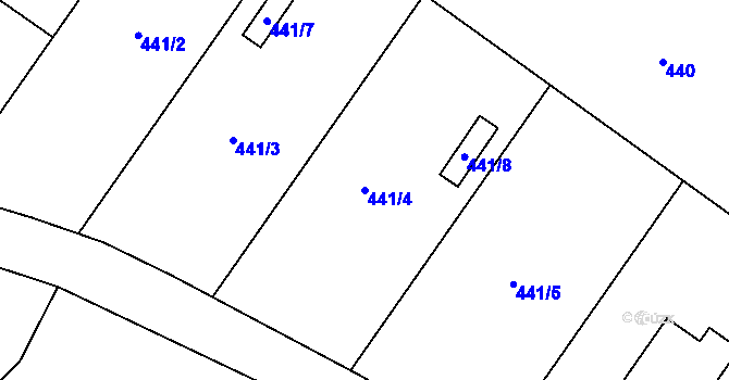 Parcela st. 441/4 v KÚ Horní Lapač, Katastrální mapa