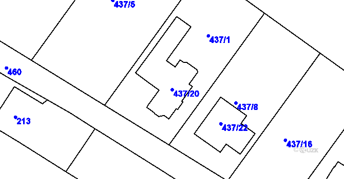 Parcela st. 437/20 v KÚ Horní Lapač, Katastrální mapa