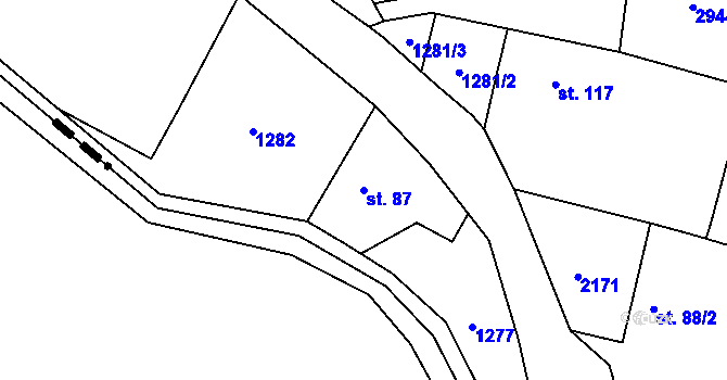 Parcela st. 87 v KÚ Horní Lhota, Katastrální mapa