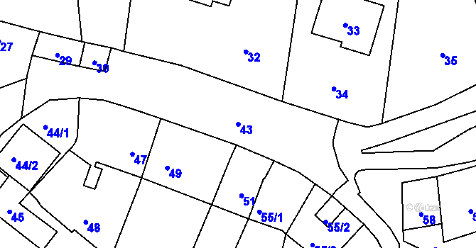 Parcela st. 43 v KÚ Horní Lhota u Blanska, Katastrální mapa