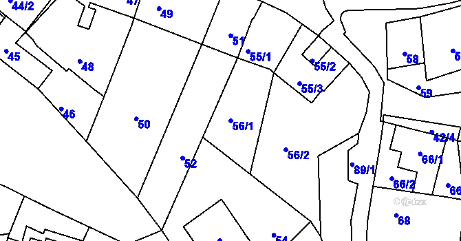 Parcela st. 56/1 v KÚ Horní Lhota u Blanska, Katastrální mapa