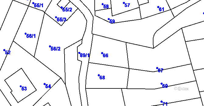 Parcela st. 66 v KÚ Horní Lhota u Blanska, Katastrální mapa