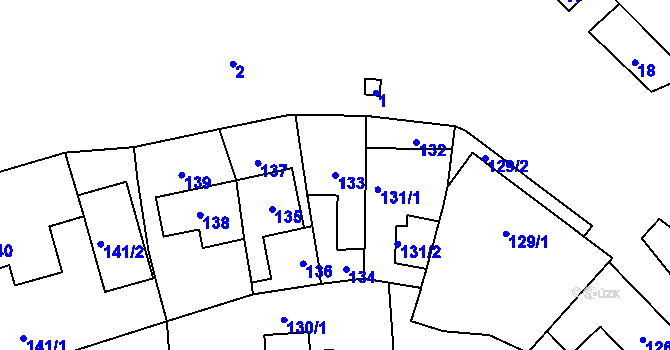 Parcela st. 133 v KÚ Horní Lhota u Blanska, Katastrální mapa