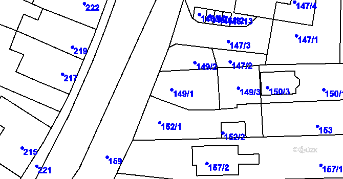 Parcela st. 149/1 v KÚ Horní Lhota u Blanska, Katastrální mapa
