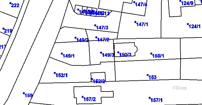 Parcela st. 149/3 v KÚ Horní Lhota u Blanska, Katastrální mapa