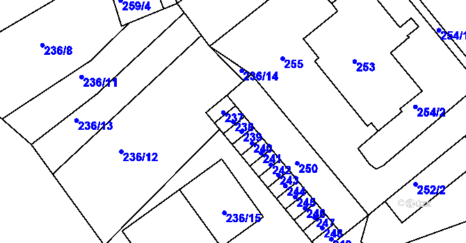 Parcela st. 238 v KÚ Horní Lhota u Blanska, Katastrální mapa