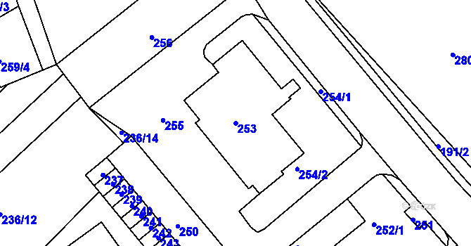 Parcela st. 253 v KÚ Horní Lhota u Blanska, Katastrální mapa