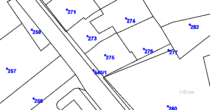 Parcela st. 275 v KÚ Horní Lhota u Blanska, Katastrální mapa