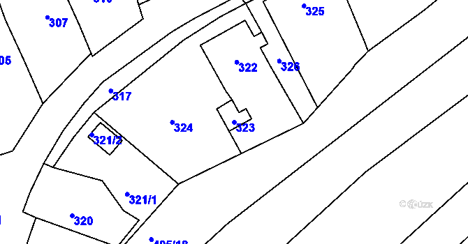 Parcela st. 323 v KÚ Horní Lhota u Blanska, Katastrální mapa