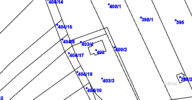 Parcela st. 402 v KÚ Horní Lhota u Blanska, Katastrální mapa