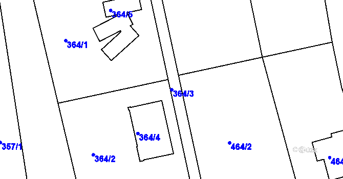 Parcela st. 364/3 v KÚ Horní Lhota u Blanska, Katastrální mapa