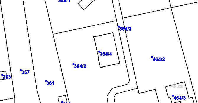 Parcela st. 364/4 v KÚ Horní Lhota u Blanska, Katastrální mapa