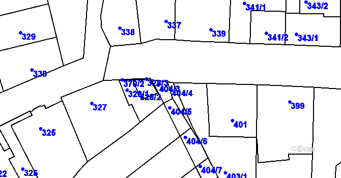 Parcela st. 404/4 v KÚ Horní Lhota u Blanska, Katastrální mapa