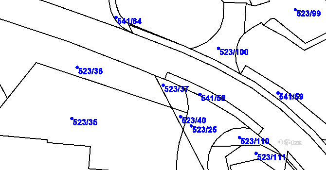 Parcela st. 523/37 v KÚ Horní Lhota u Blanska, Katastrální mapa